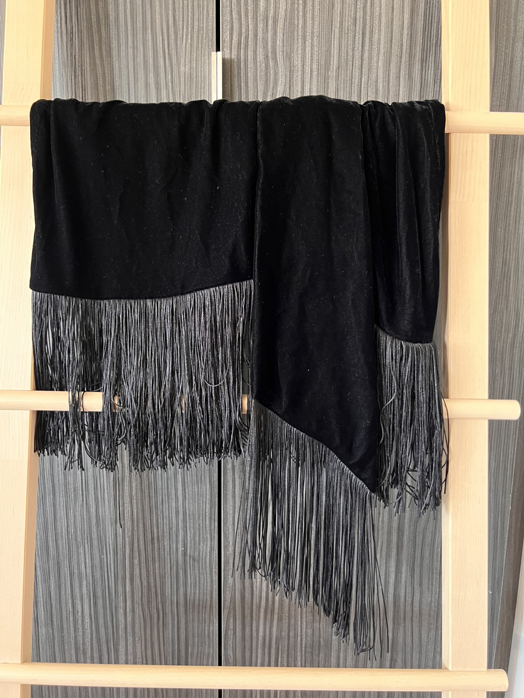 Zara Black Velvet Fringe Skirt - Size S
