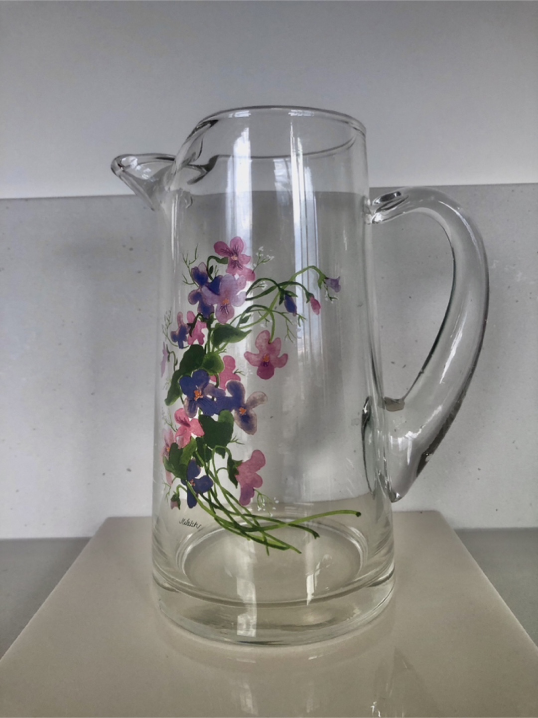 Vintage J. Walsh Floral Glass Pitcher - photo 2
