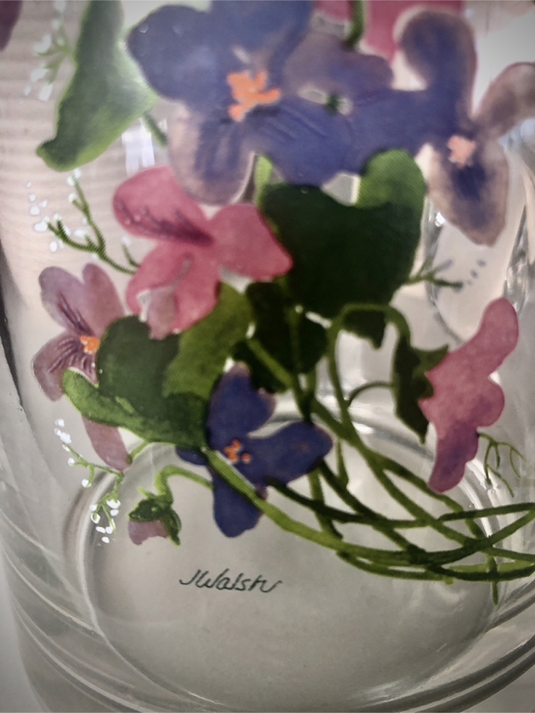 Vintage J. Walsh Floral Glass Pitcher - photo 3