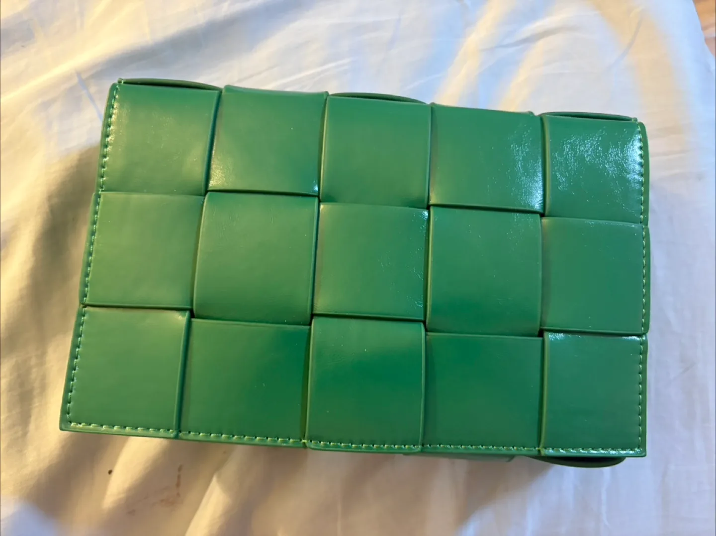 Cow Leather Green Woven purse thumbnail