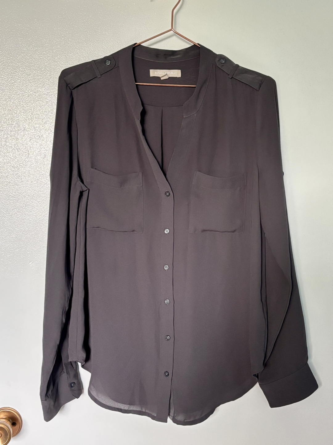 Banana Republic Charcoal Grey Blouse