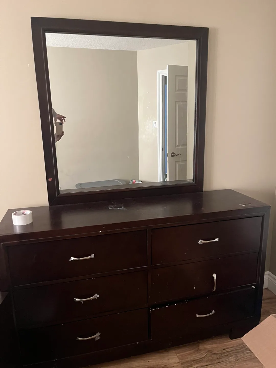 Dresser with Mirror - Dark Brown