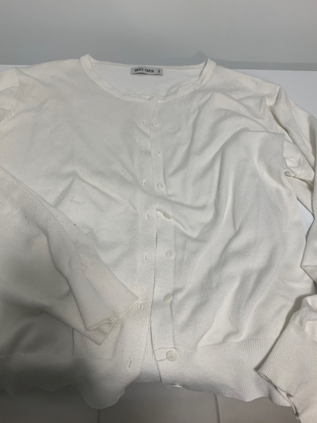 Grace Karin White Cardigan - Size 3XL