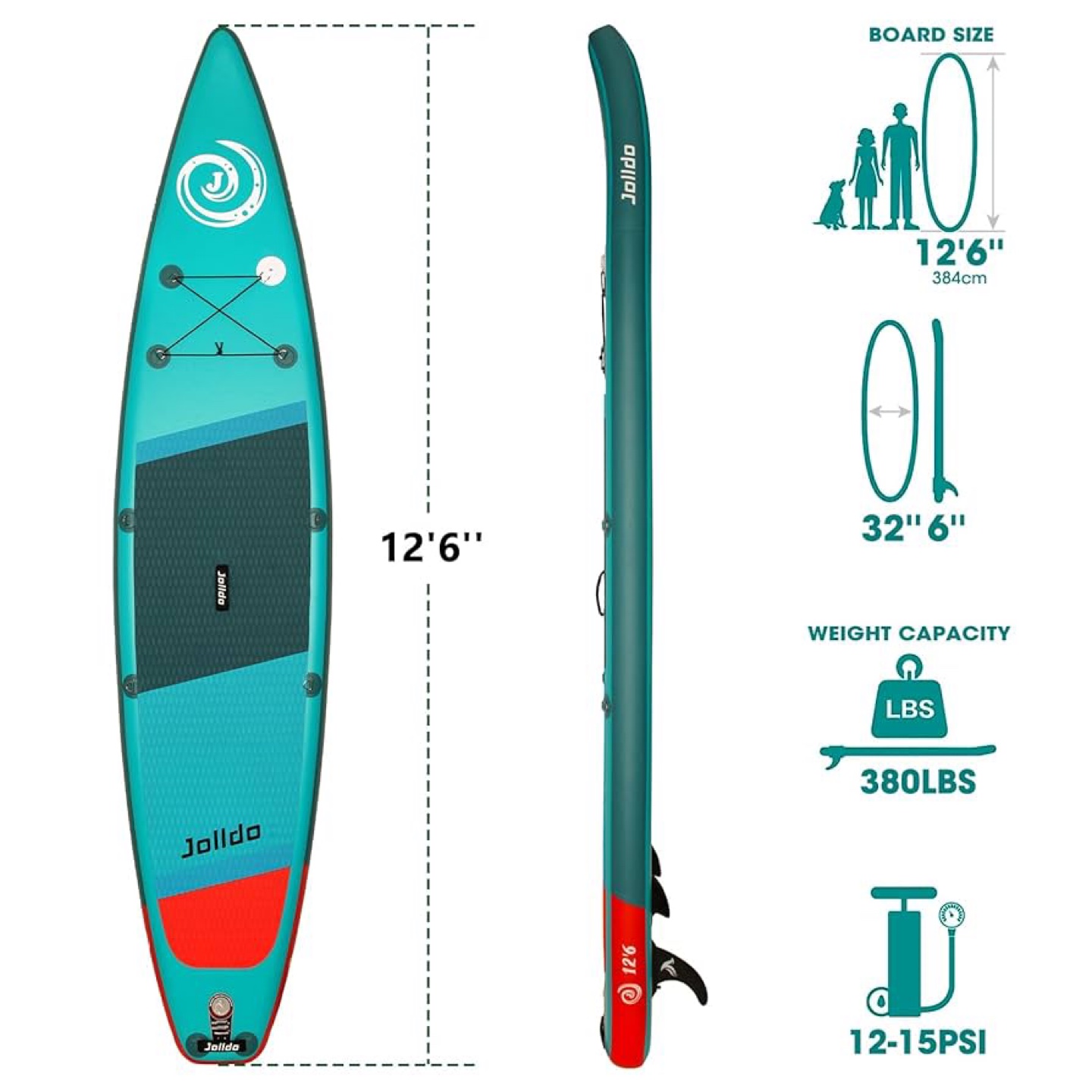 Jolida Inflatable Stand Up Paddle Board 12'6" - photo 5
