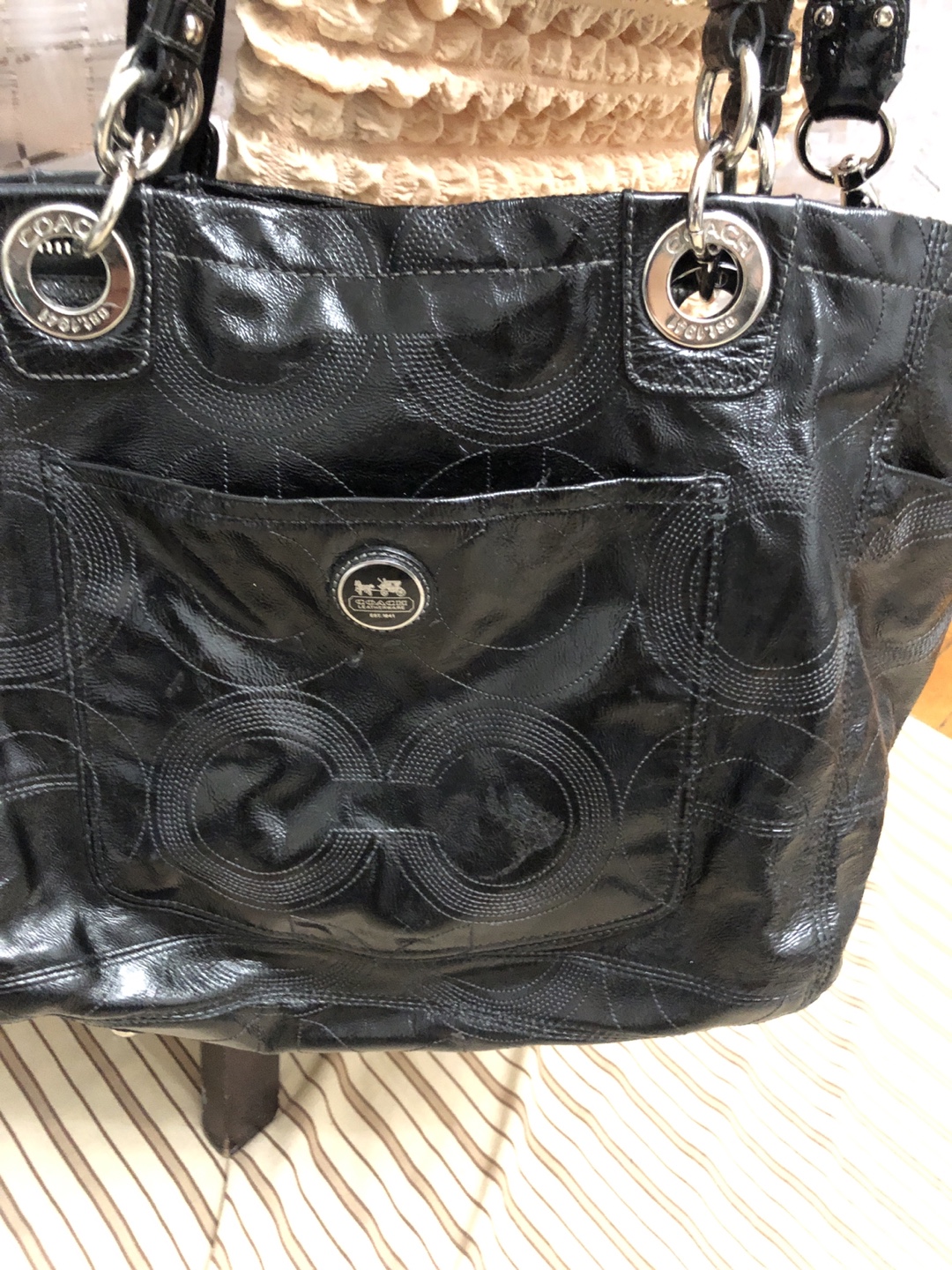 Coach Black Leather Tote Bag