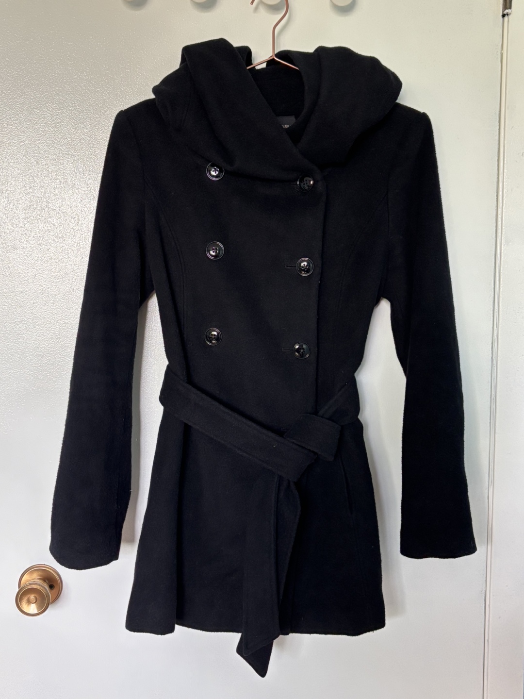 Banana Republic Black Hooded Wool Coat