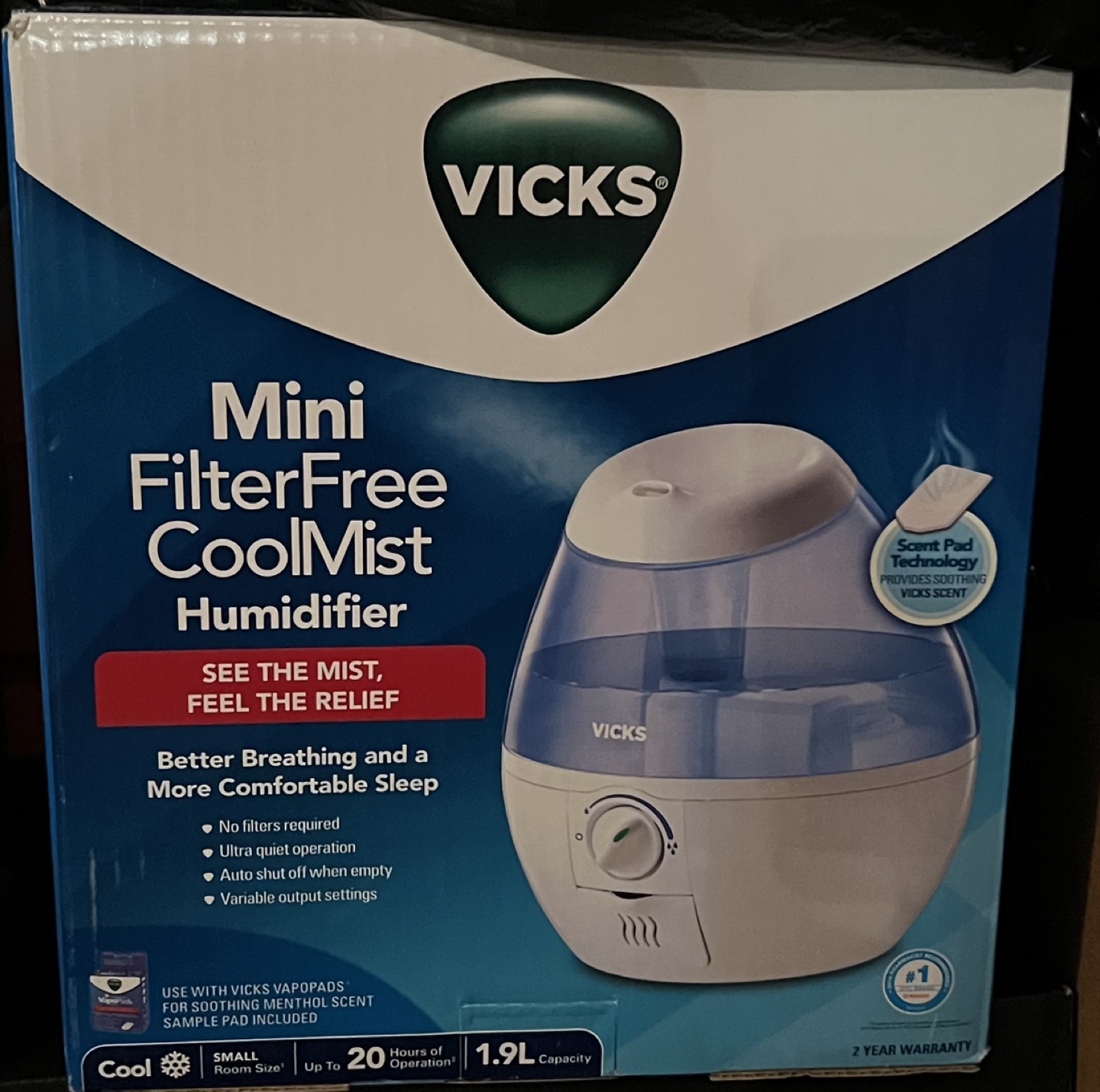 Vicks Mini FilterFree Cool Mist Humidifier - Like New!