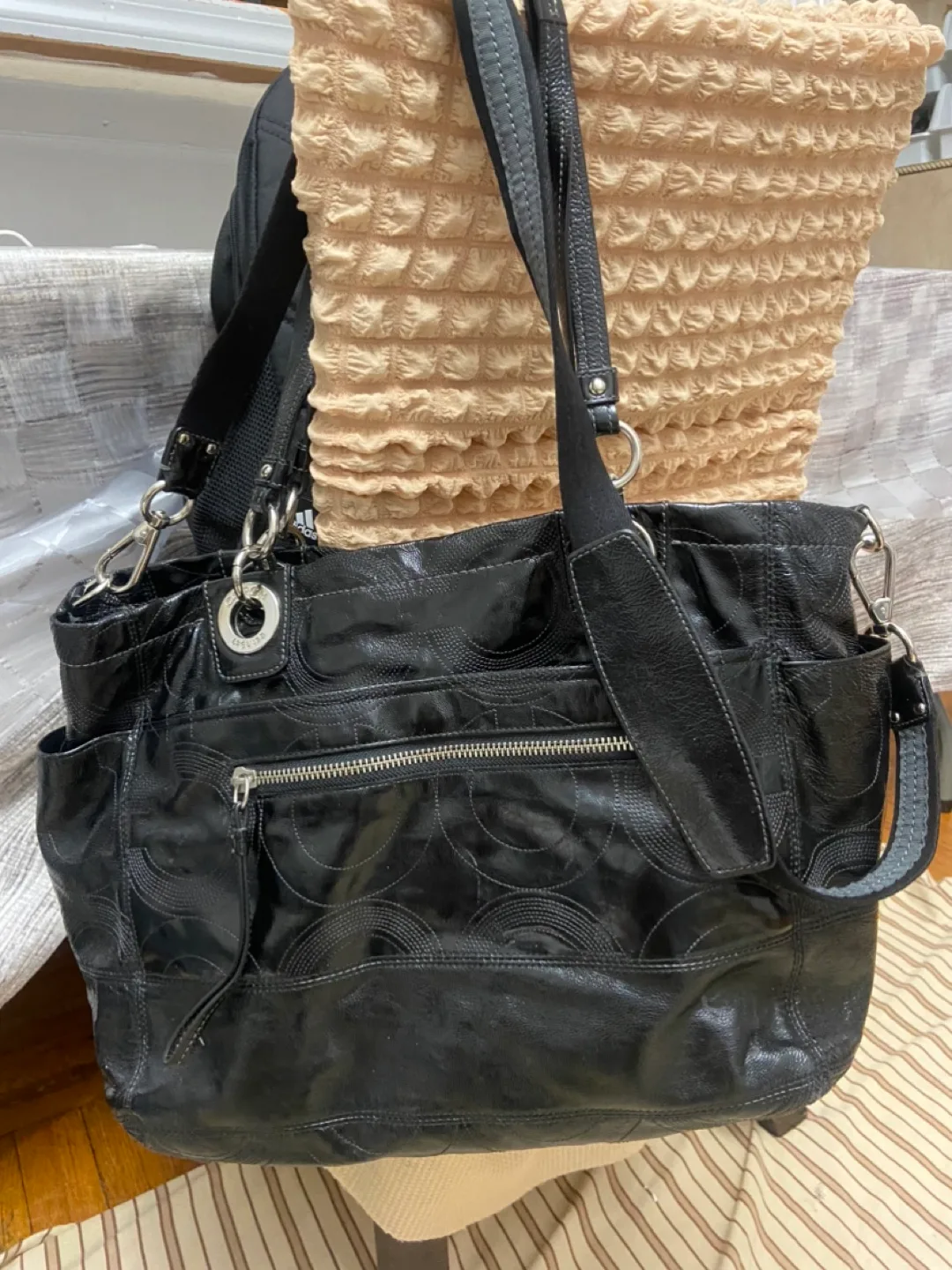 Coach Black Leather Tote Bag thumbnail