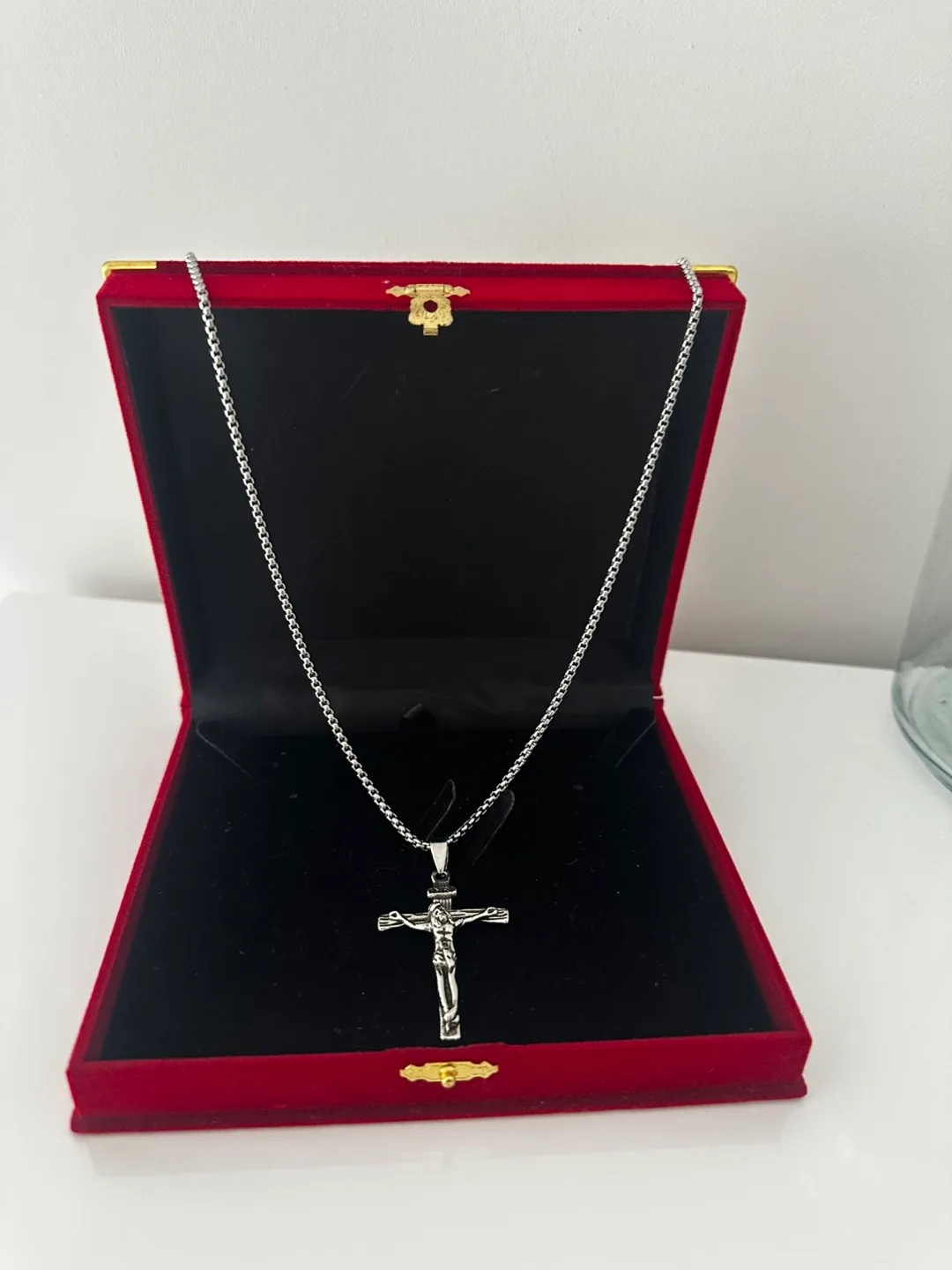 Silver Cross Pendant Necklace with Box thumbnail