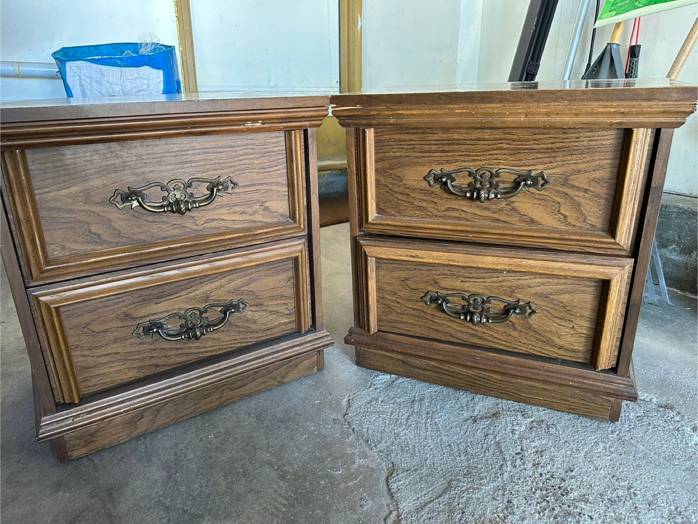 Wooden 2-Drawer Nightstands - Set of Two