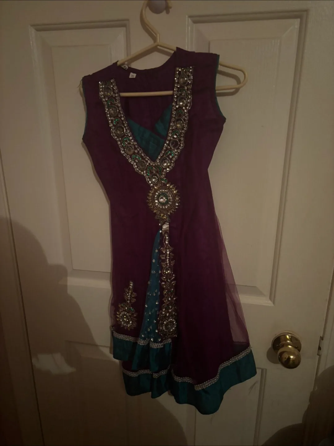Embroidered Purple & Teal Dress thumbnail