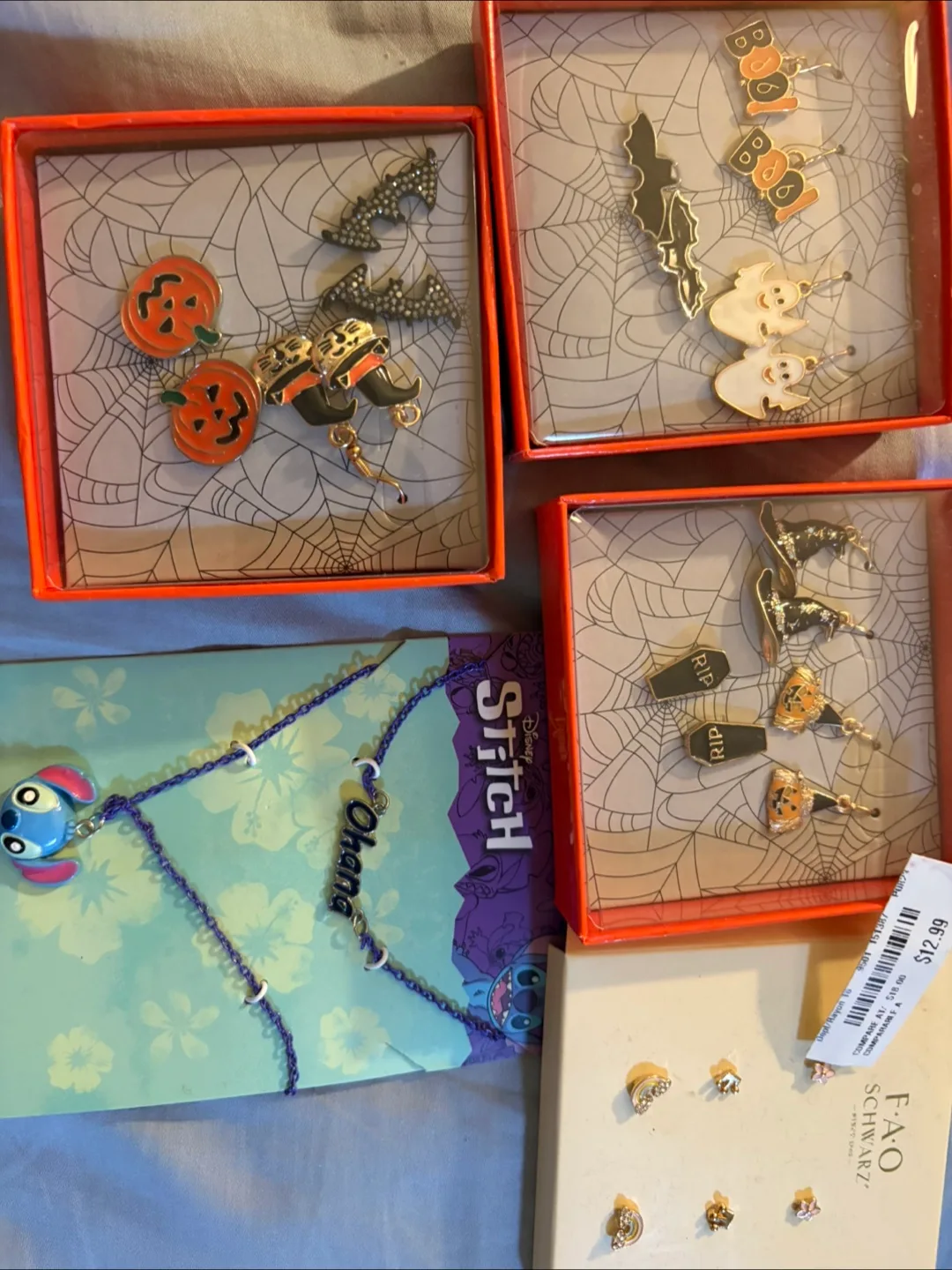 Disney Stitch Necklace & Halloween Earrings Set