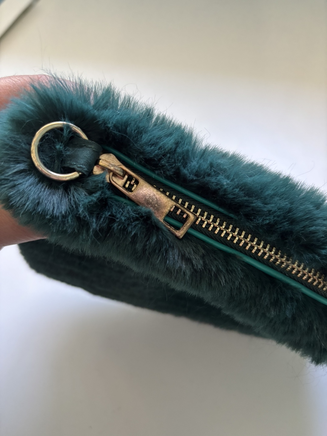 Dynamite Green Faux Fur Pouch. - photo 2