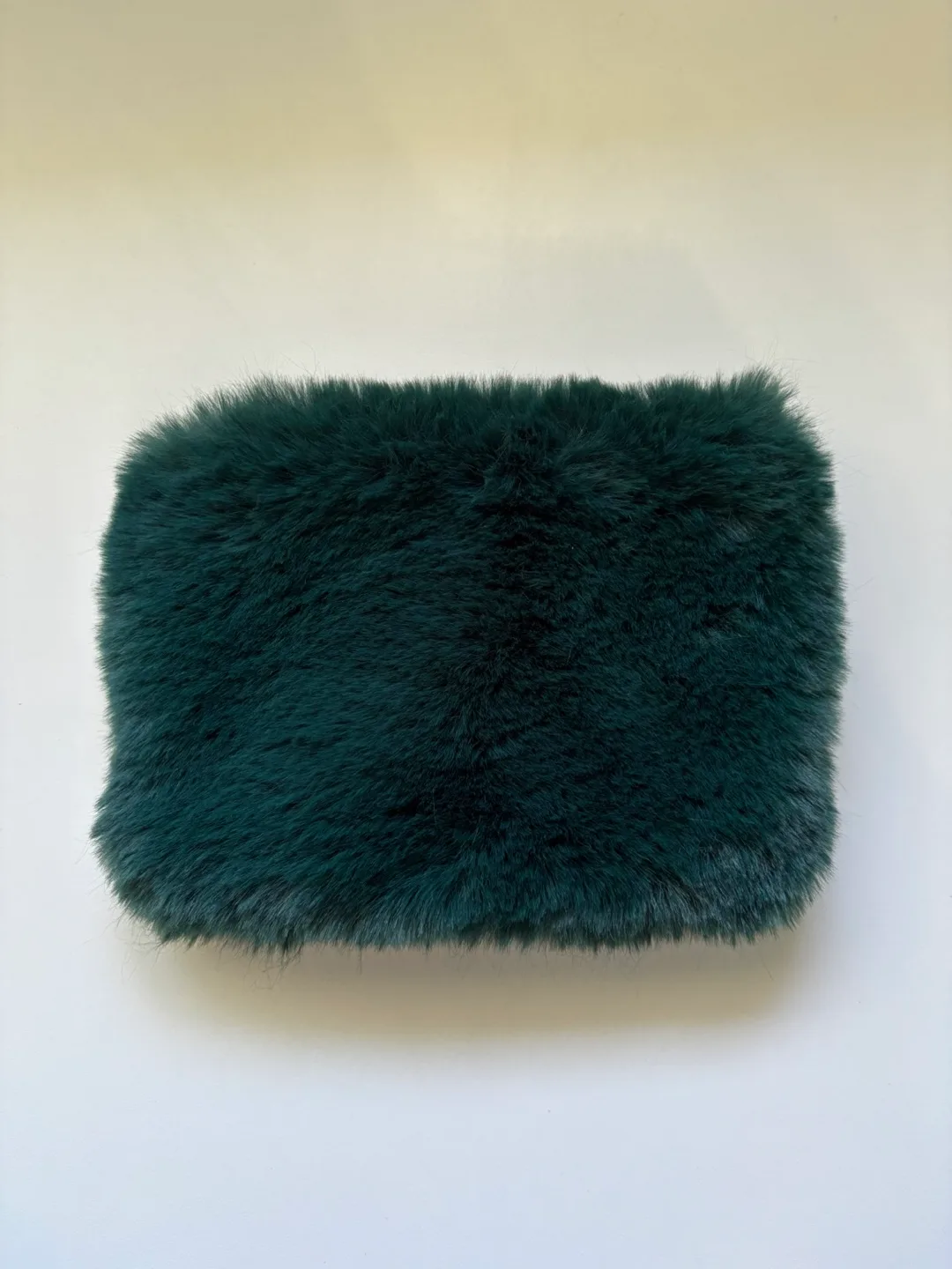 Dynamite Green Faux Fur Pouch. thumbnail