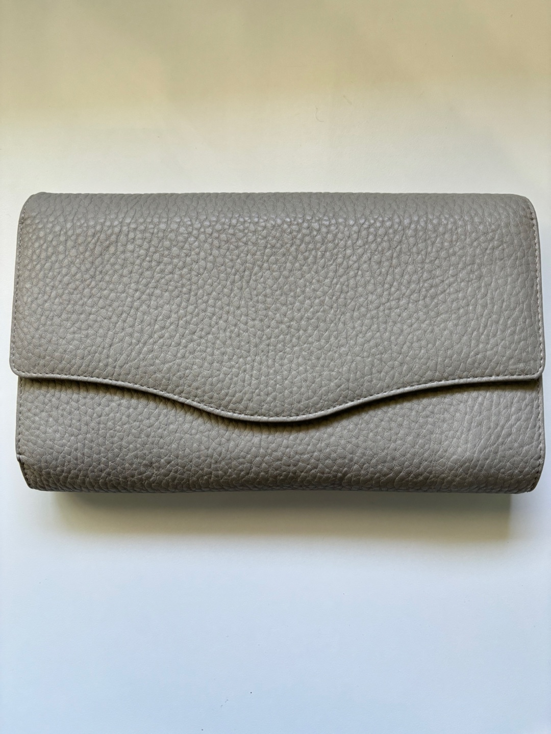 Grey Leather Clutch with Chain