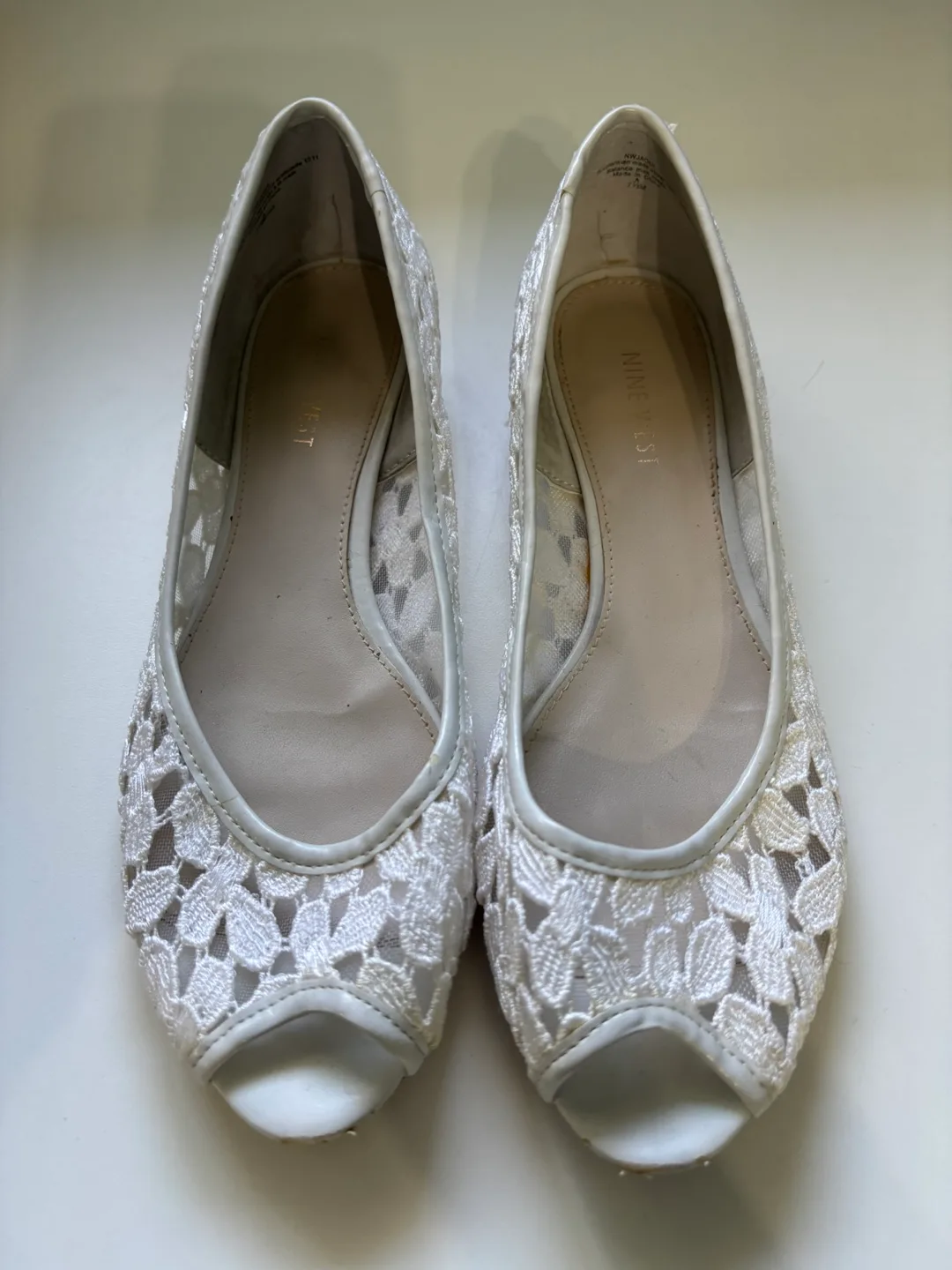 Nine West White Lace Flats thumbnail