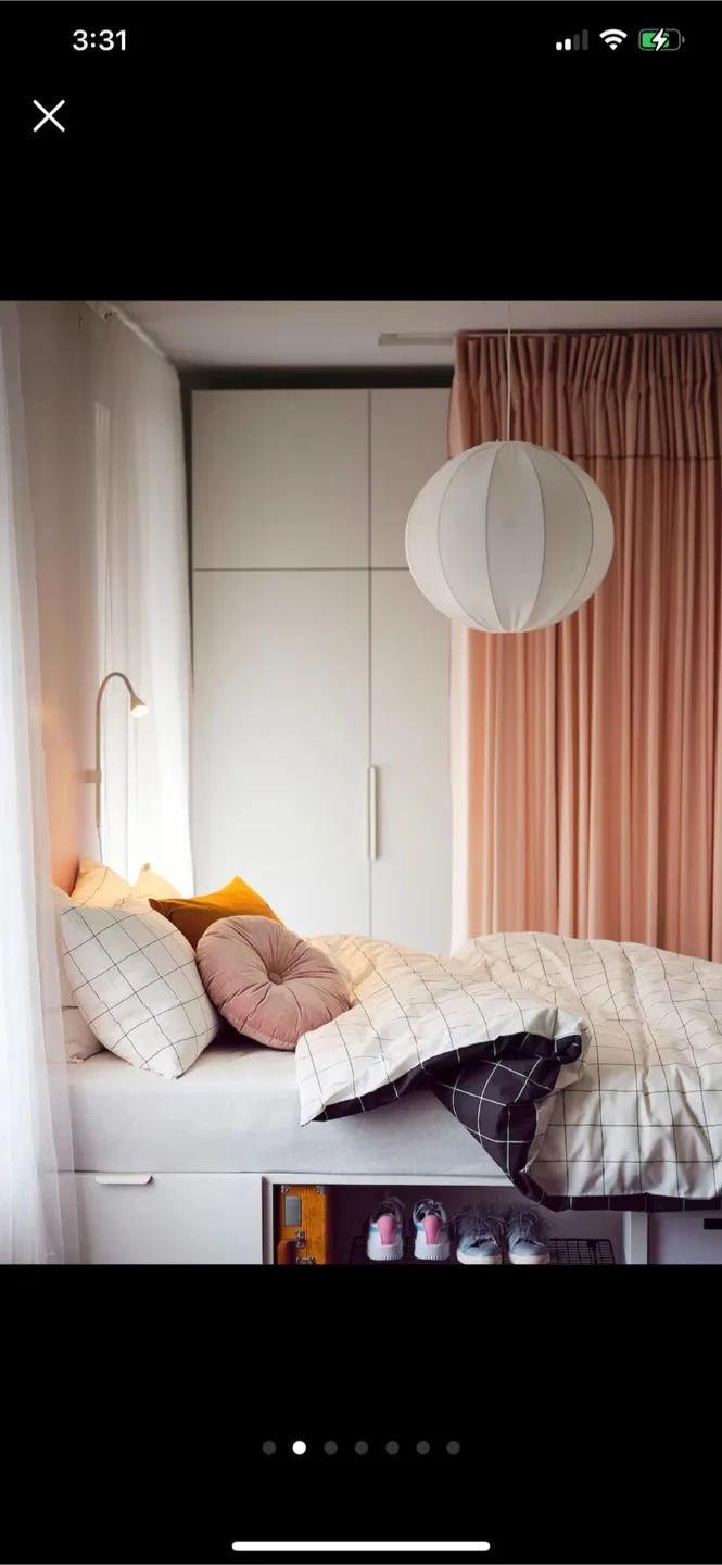 Designer White Fabric Light Fixture image indicator(4)