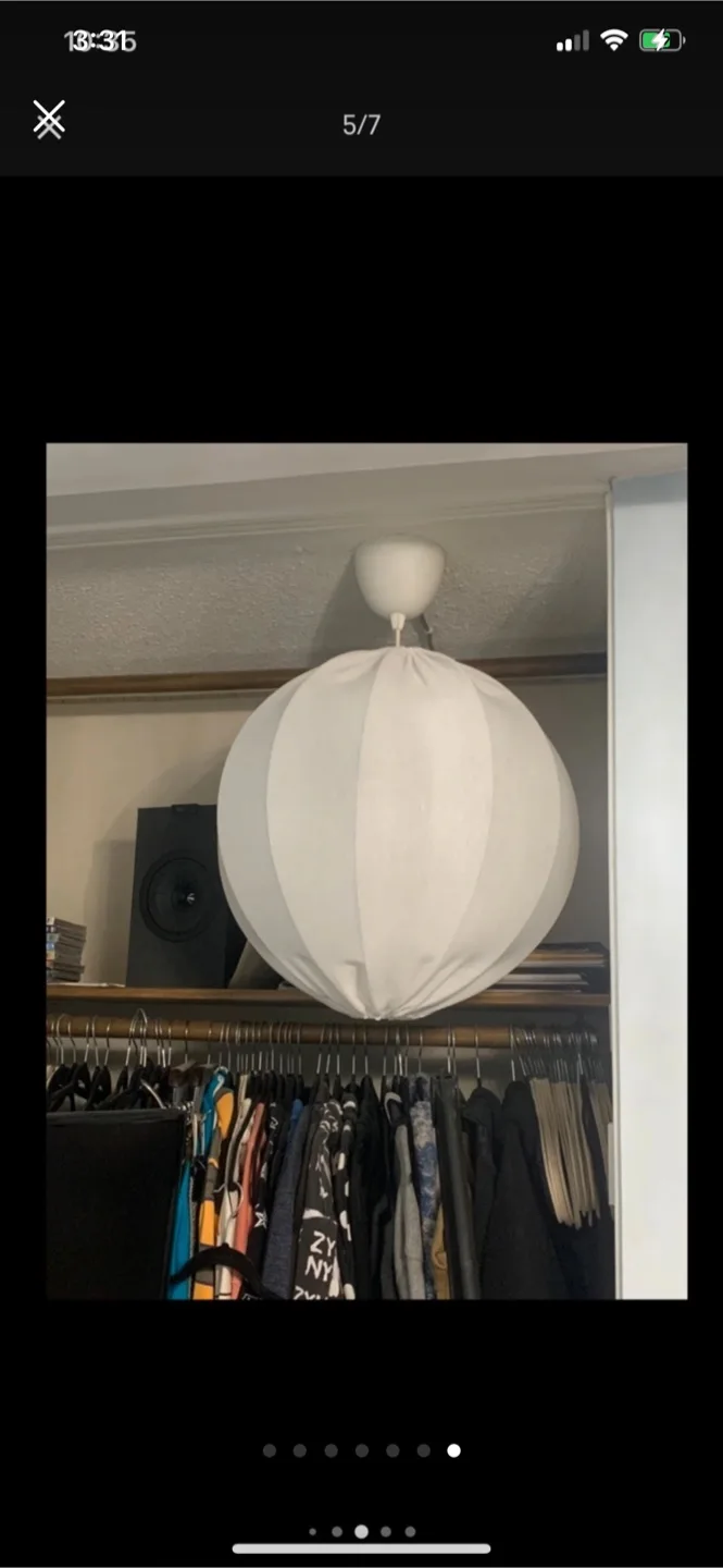 Designer White Fabric Light Fixture image indicator(7)