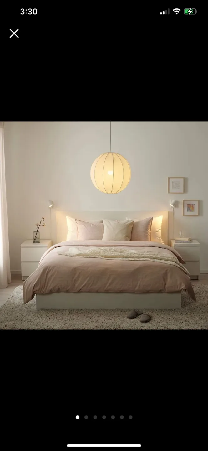 Designer White Fabric Light Fixture image indicator(3)