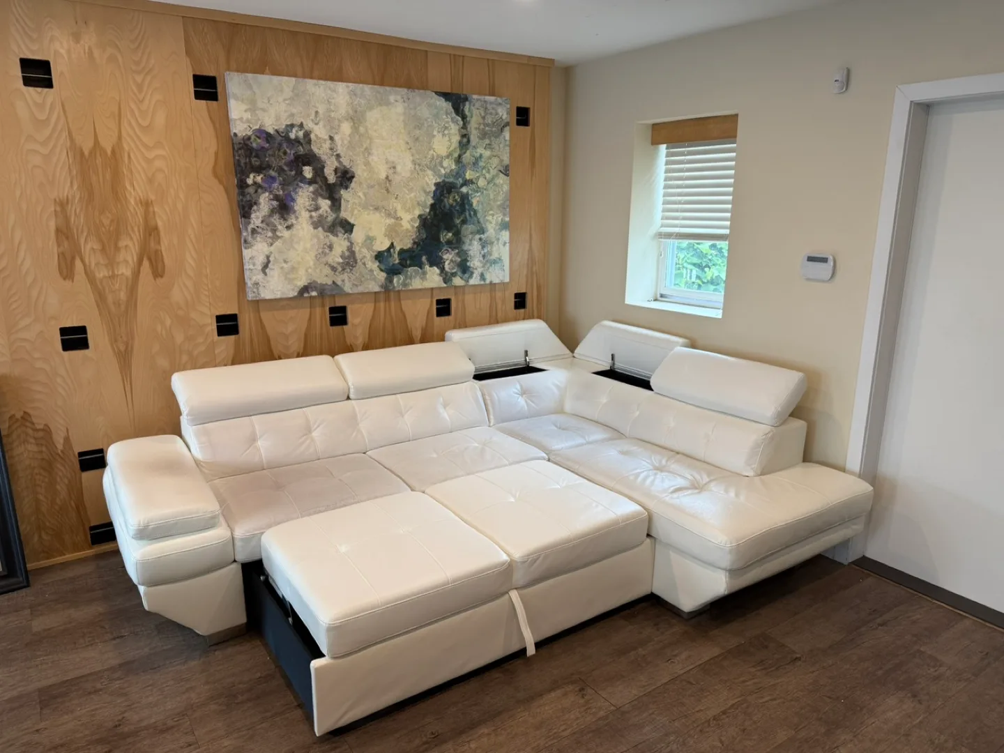 White Leather Sofa Bed –  (Delivery Available) image indicator(3)