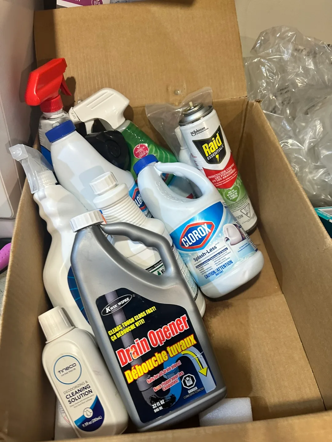 Household Cleaning Supplies - Clorox, Raid, Drain Opener thumbnail