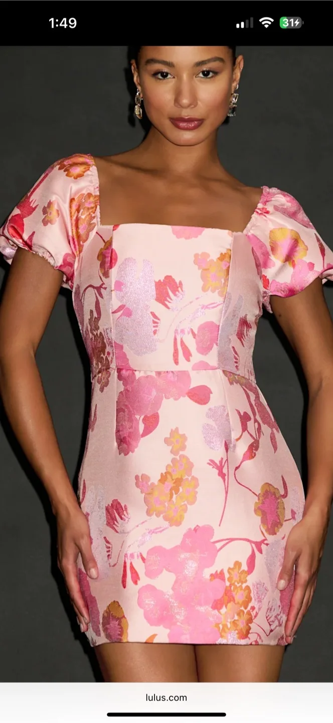 Lulus Floral Print Mini Dress - Pink thumbnail