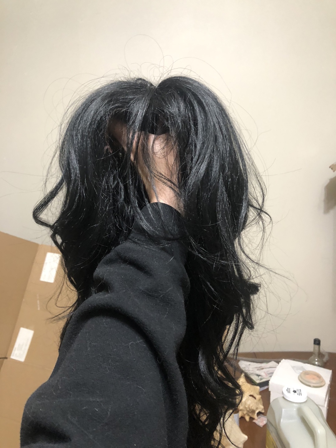 100% real hair Black Wavy Wig - photo 2