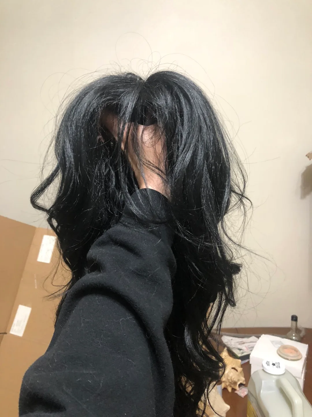100% real hair Black Wavy Wig image indicator(2)