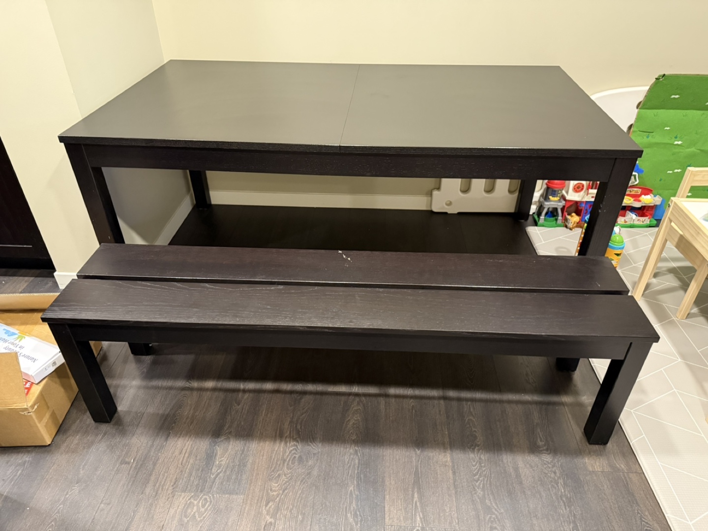 IKEA Extendable Dining Table & Bench - Dark Brown - photo 2