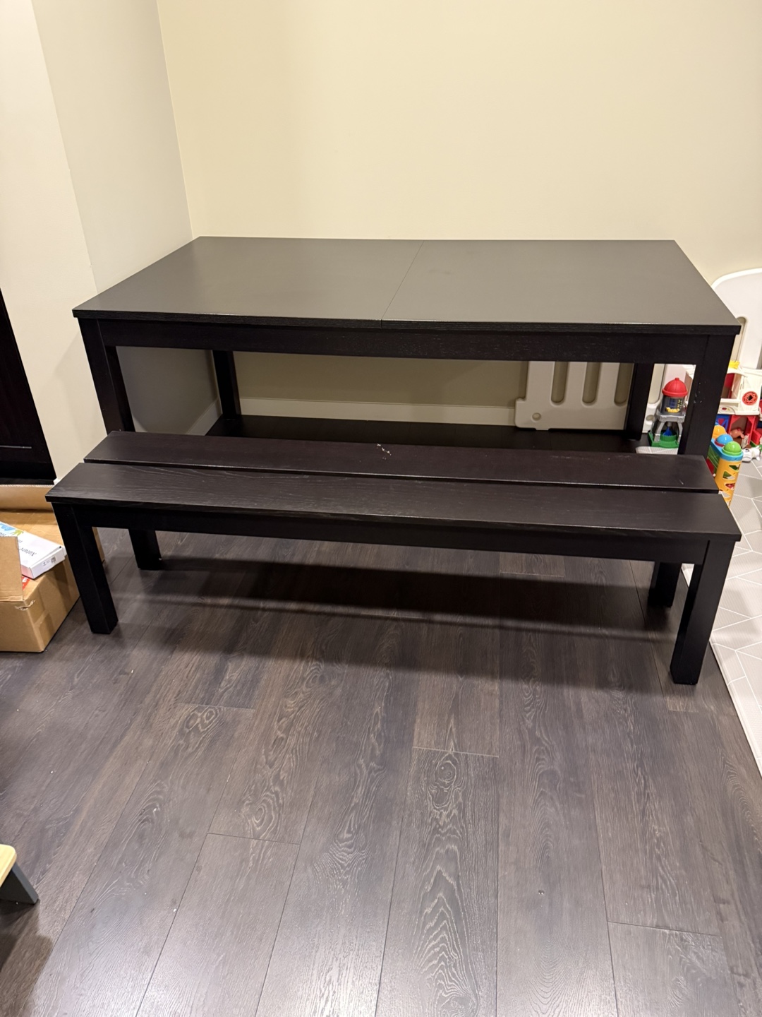 IKEA Extendable Dining Table & Bench - Dark Brown