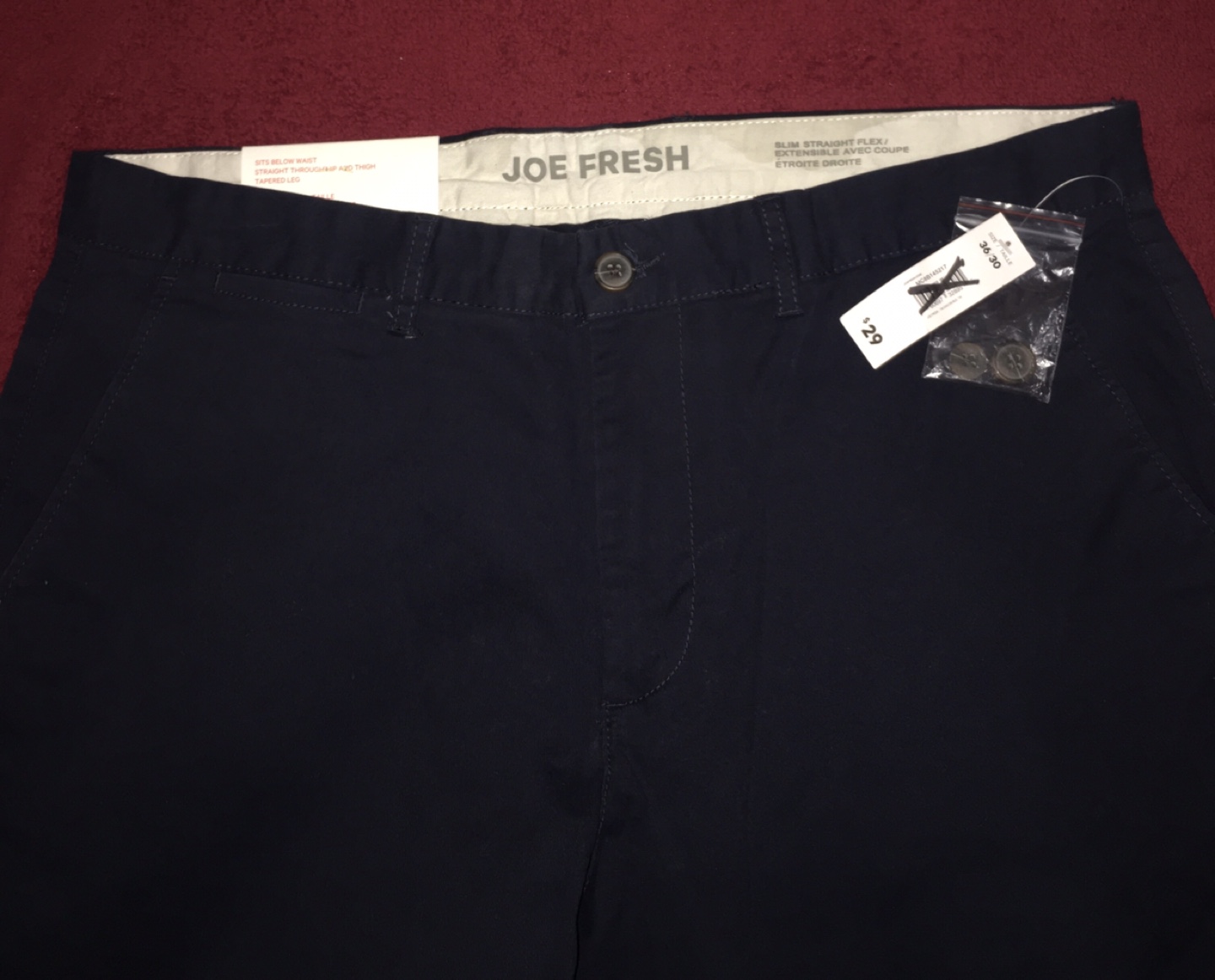 New Joe Fresh Slim Straight Flex Pants 36/30 - photo 3