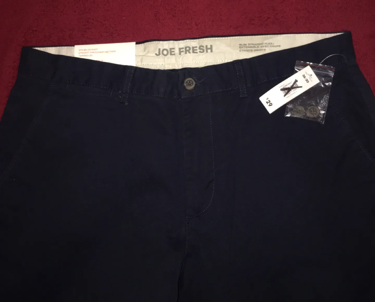 New Joe Fresh Slim Straight Flex Pants 36/30 image indicator(3)