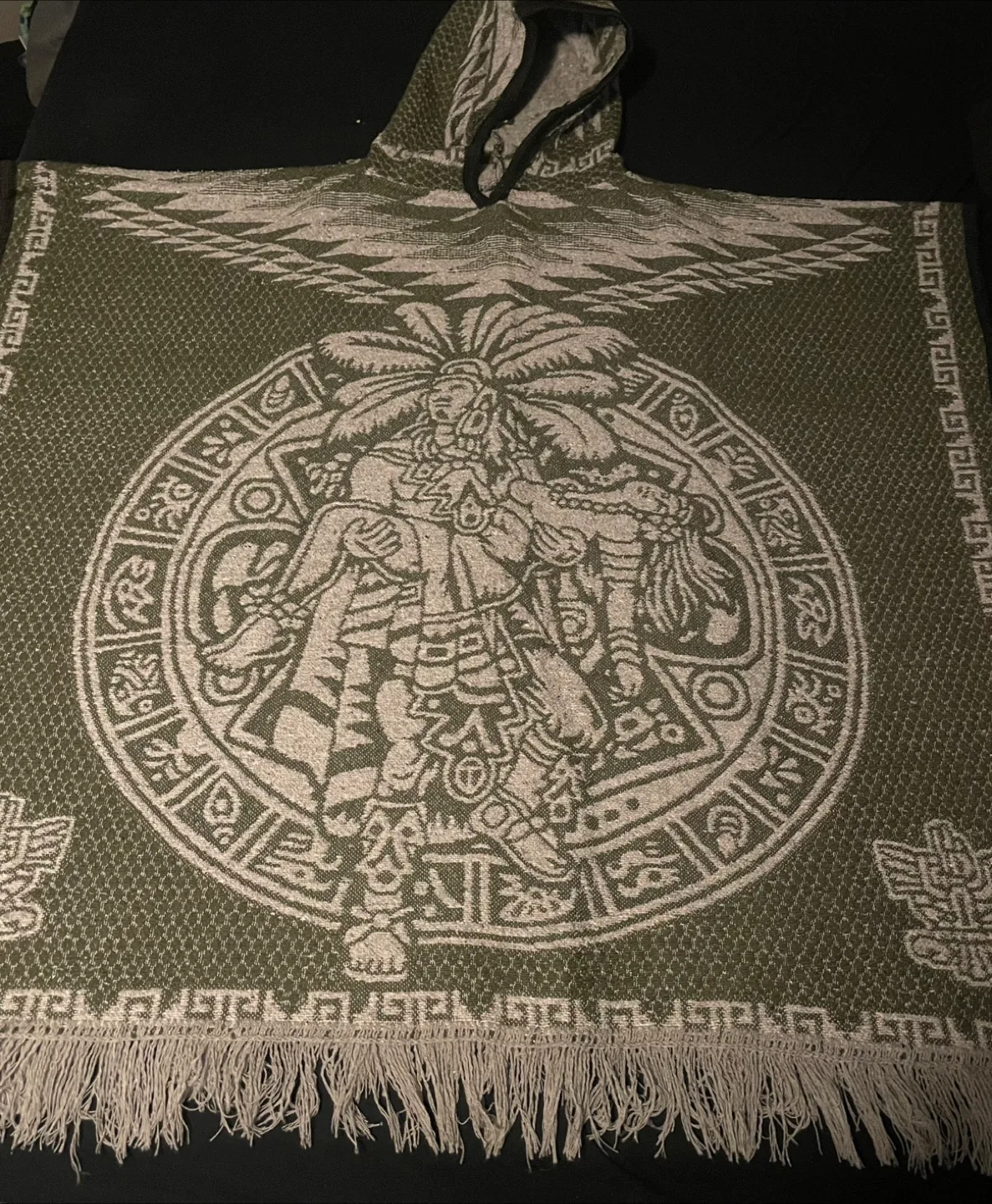 Hooded Grandeza Azteca / Aztec calendar Sarape (Poncho) thumbnail