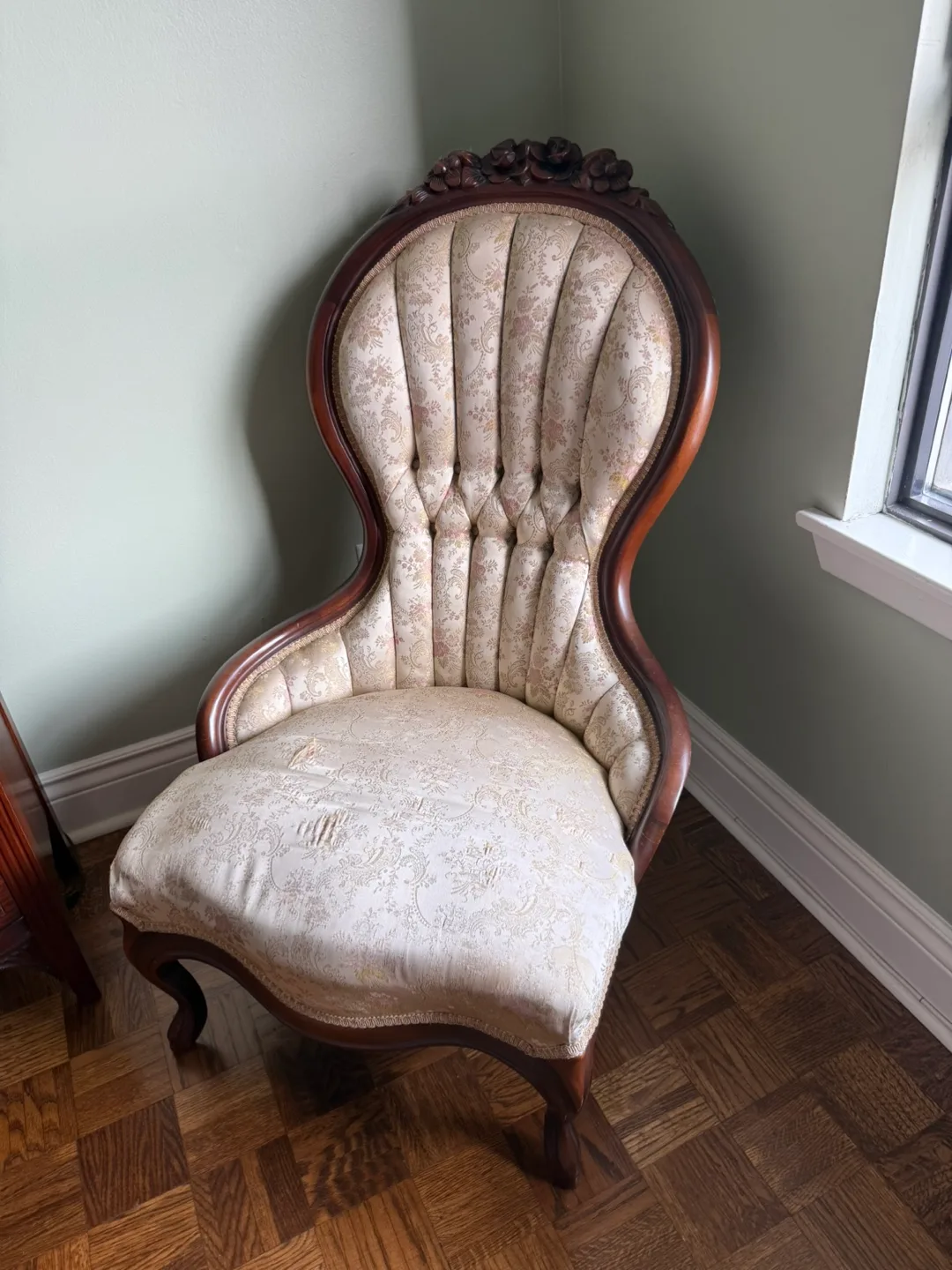 Antique Floral Accent Chair thumbnail