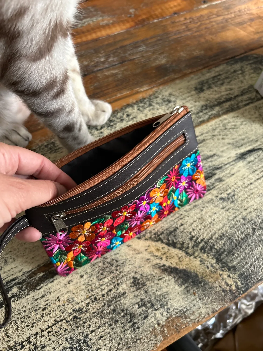 Floral Embroidered Wristlet Wallet image indicator(3)