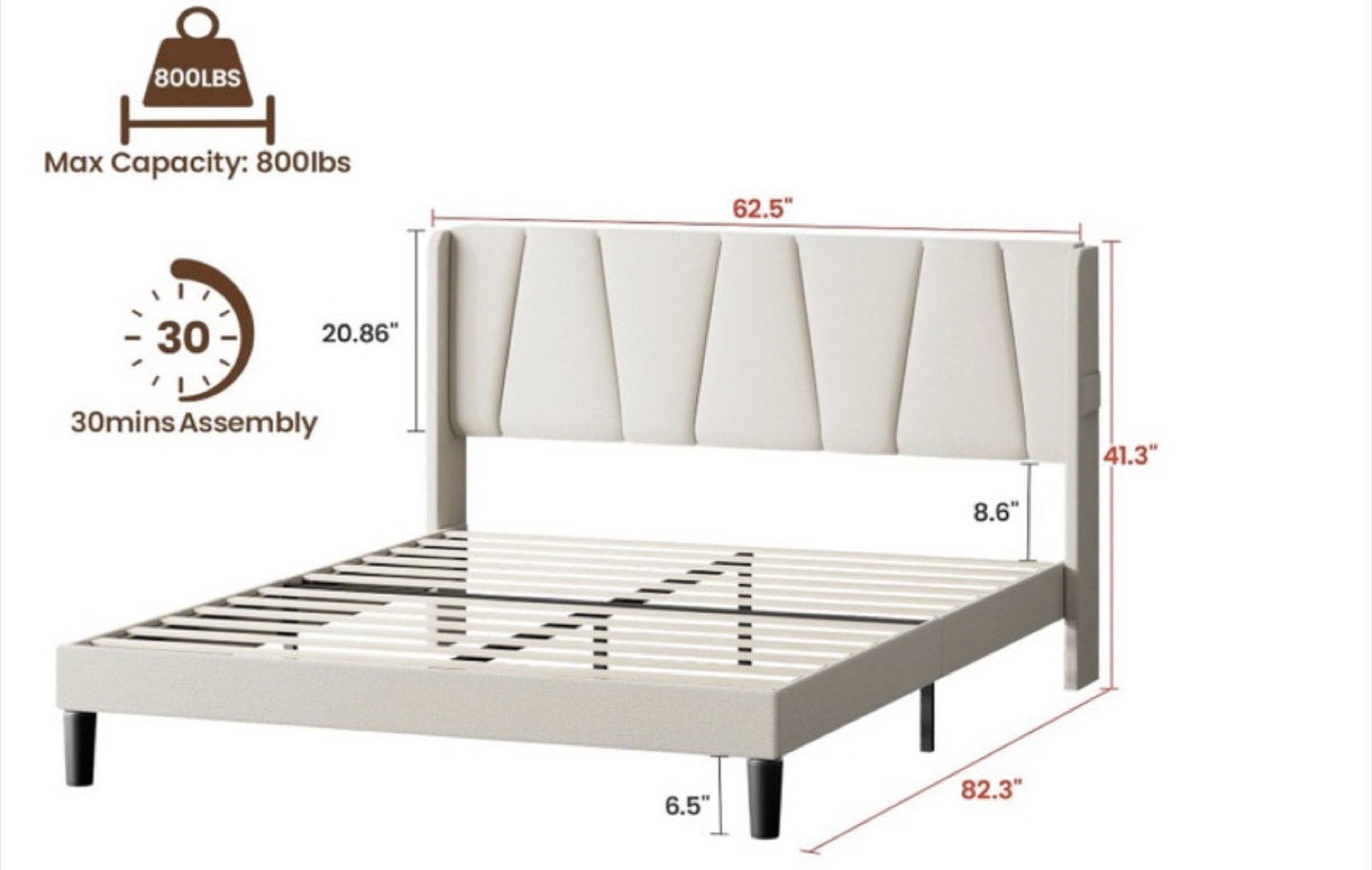 Queen Bed frame with 10in Mattress - photo 2