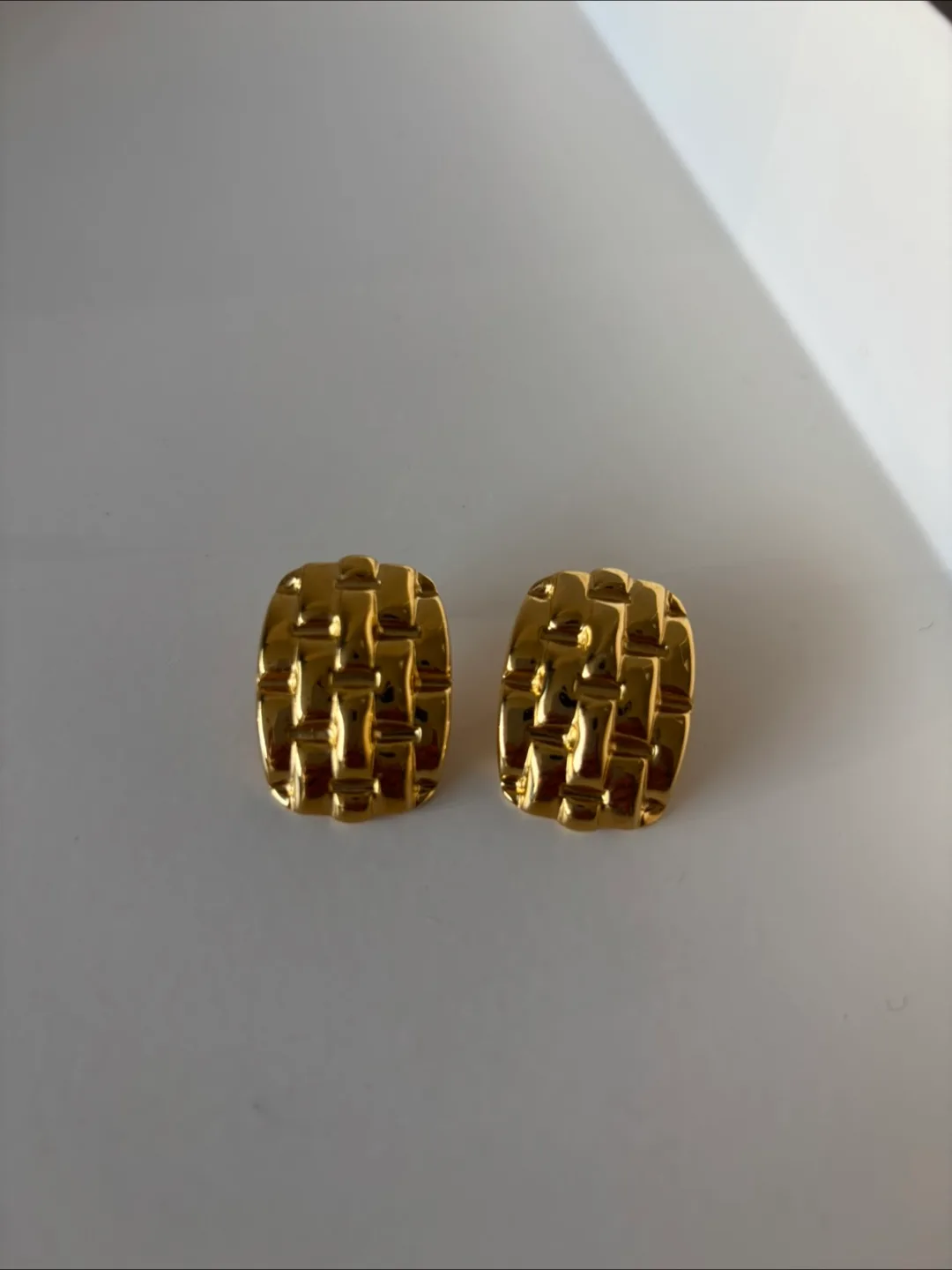 1” Gold Square Earrings, Statement Studs thumbnail