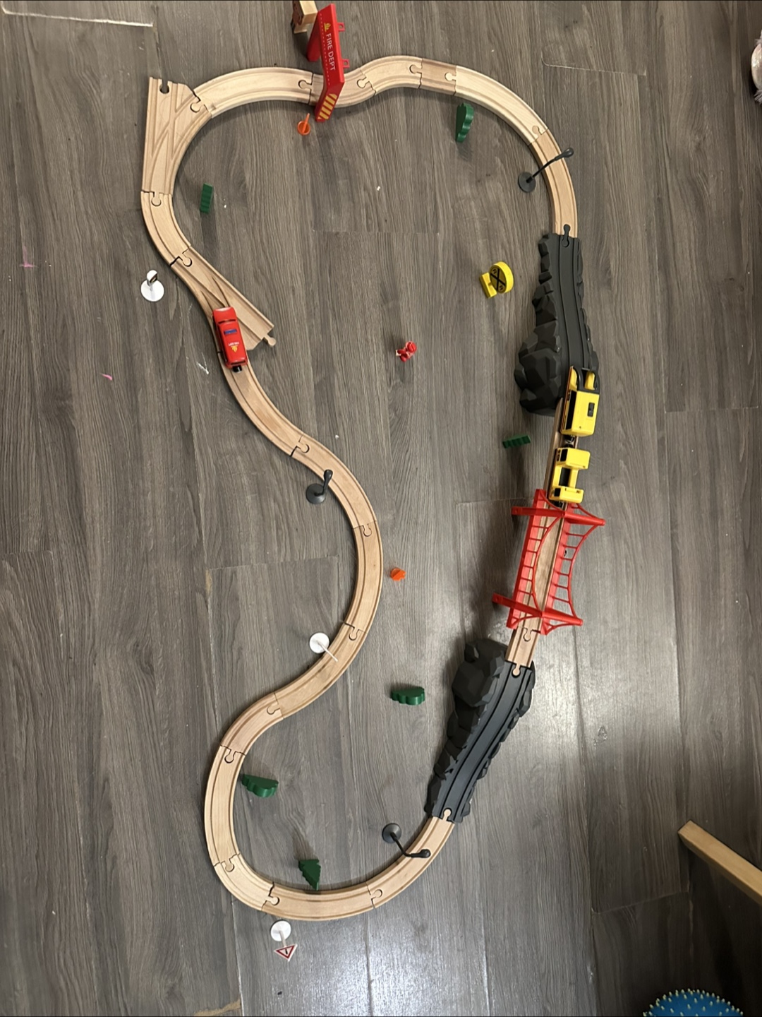 Wooden Train Set with Fire Dept Theme