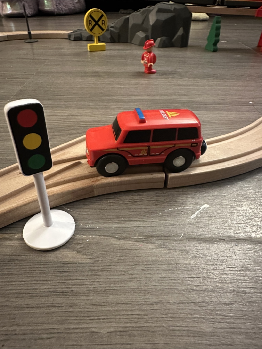 Wooden Train Set with Fire Dept Theme - photo 5