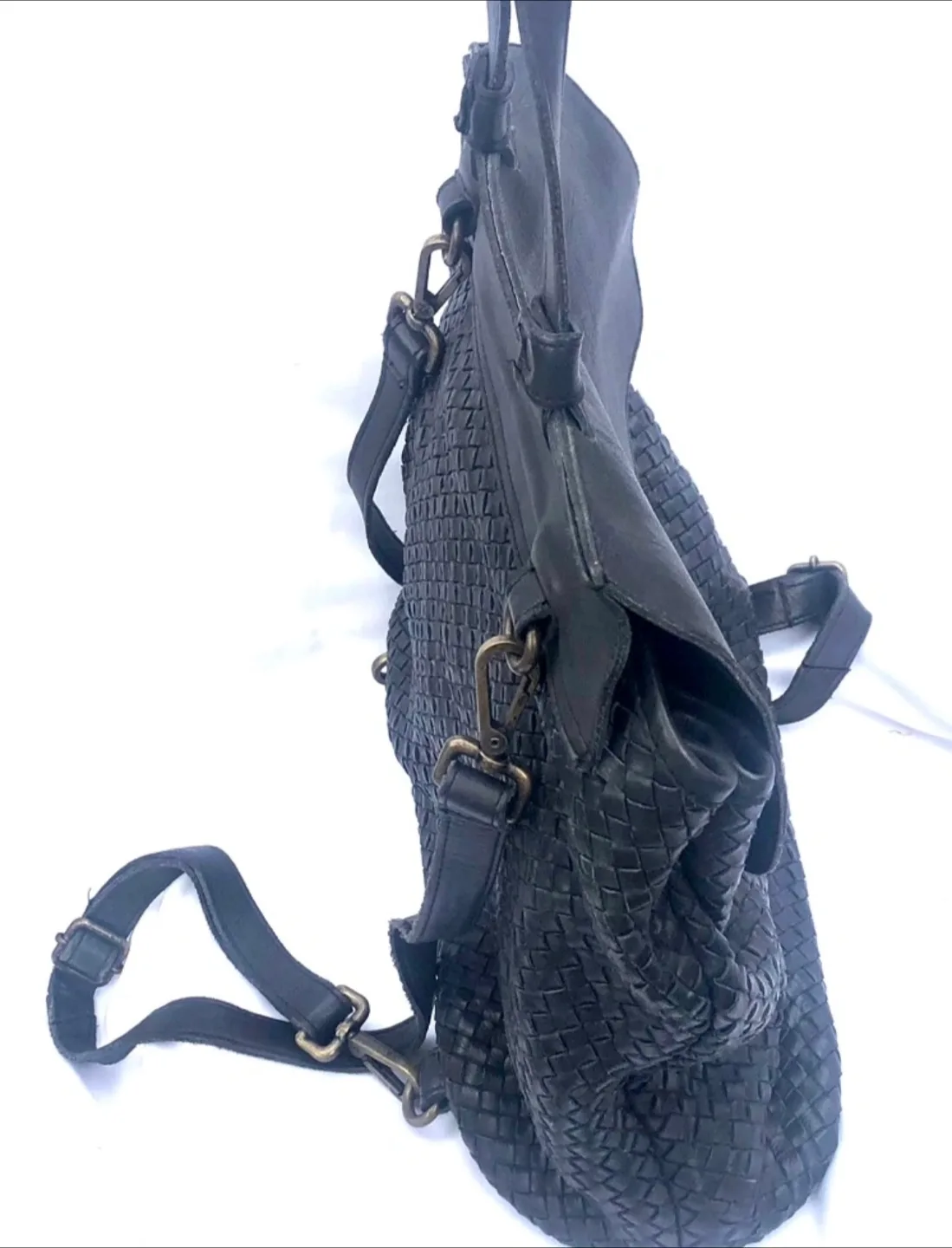 Viola Castellani Black Leather Woven Bag Backpack image indicator(3)