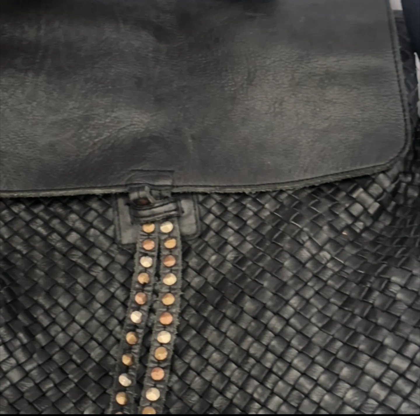 Viola Castellani Black Leather Woven Bag Backpack image indicator(4)