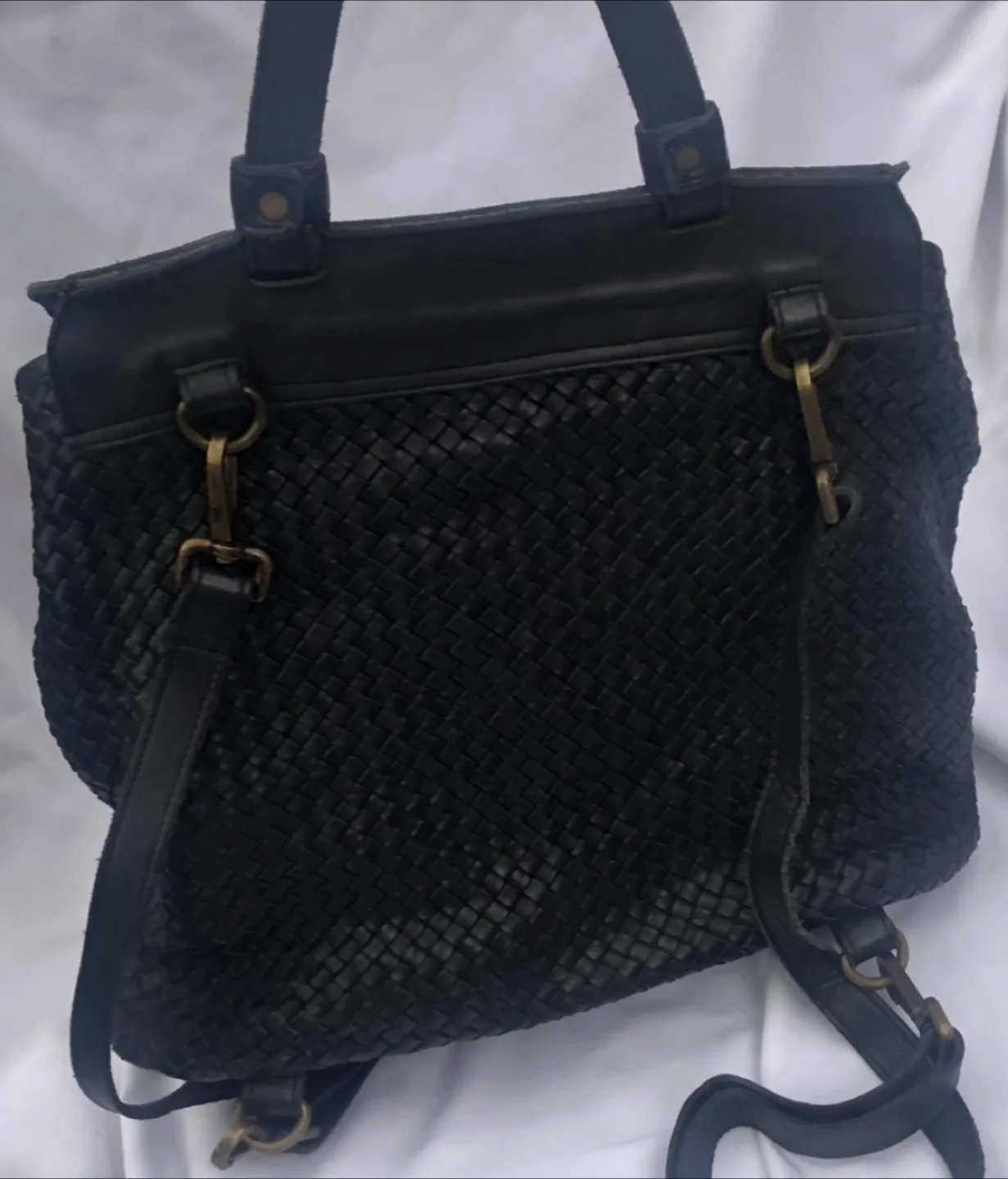 Viola Castellani Black Leather Woven Bag Backpack image indicator(7)