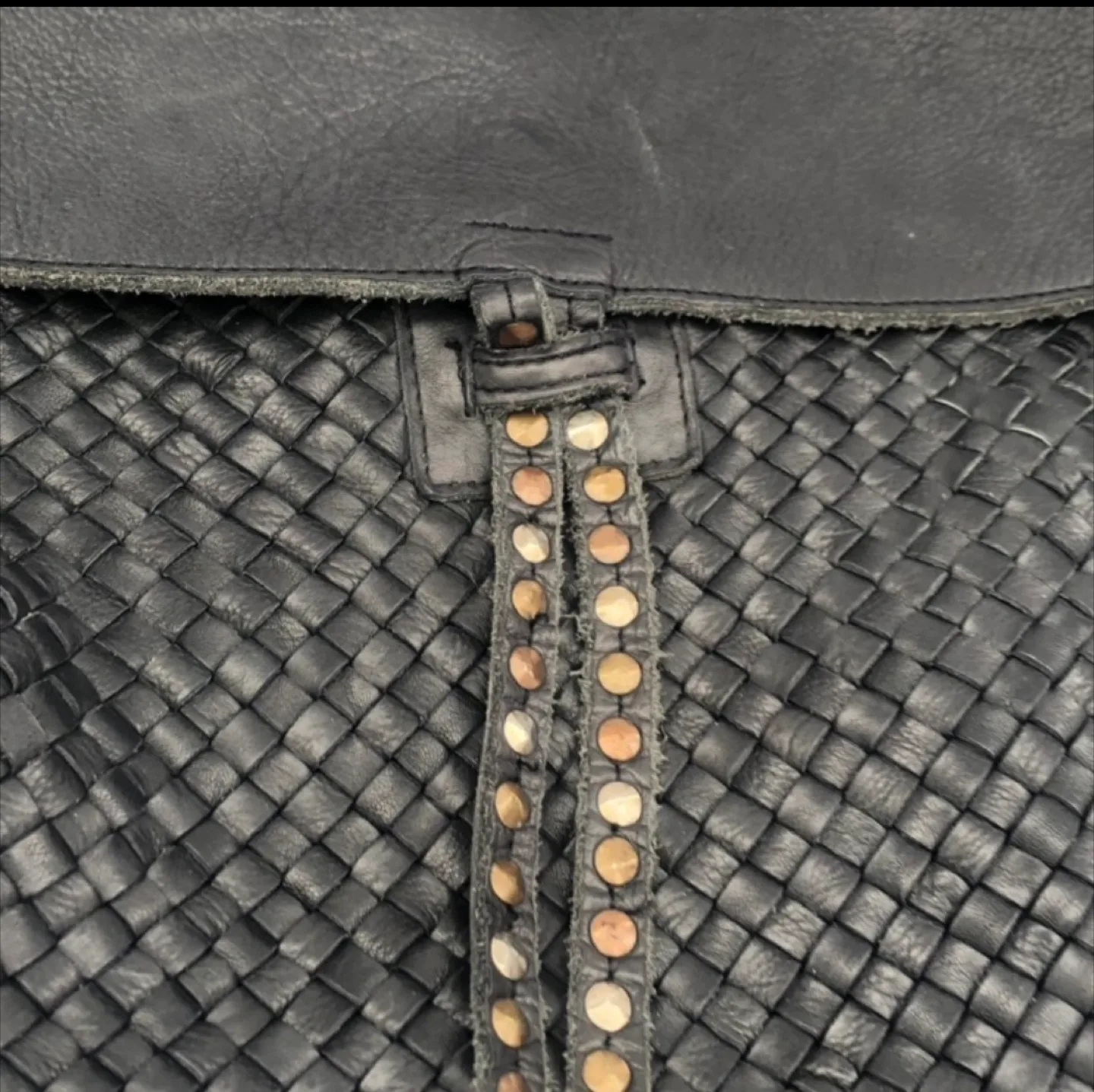 Viola Castellani Black Leather Woven Bag Backpack image indicator(9)