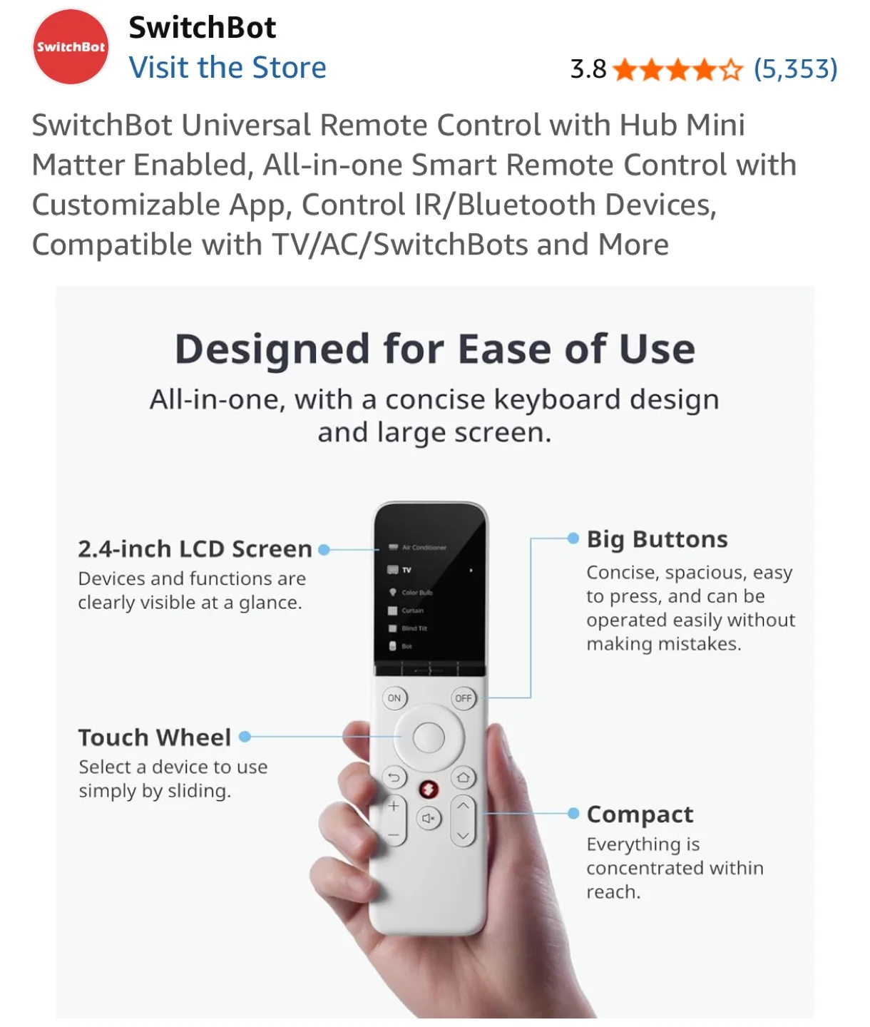 SwitchBot Universal Remote Control w/ Hub Mini image indicator(8)