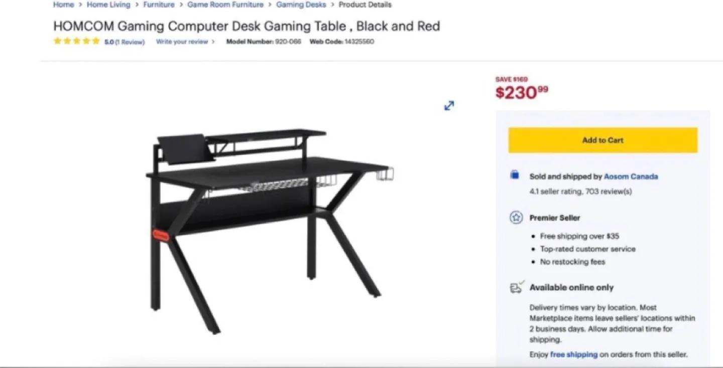 Multi storage Gaming Computer Desk thumbnail