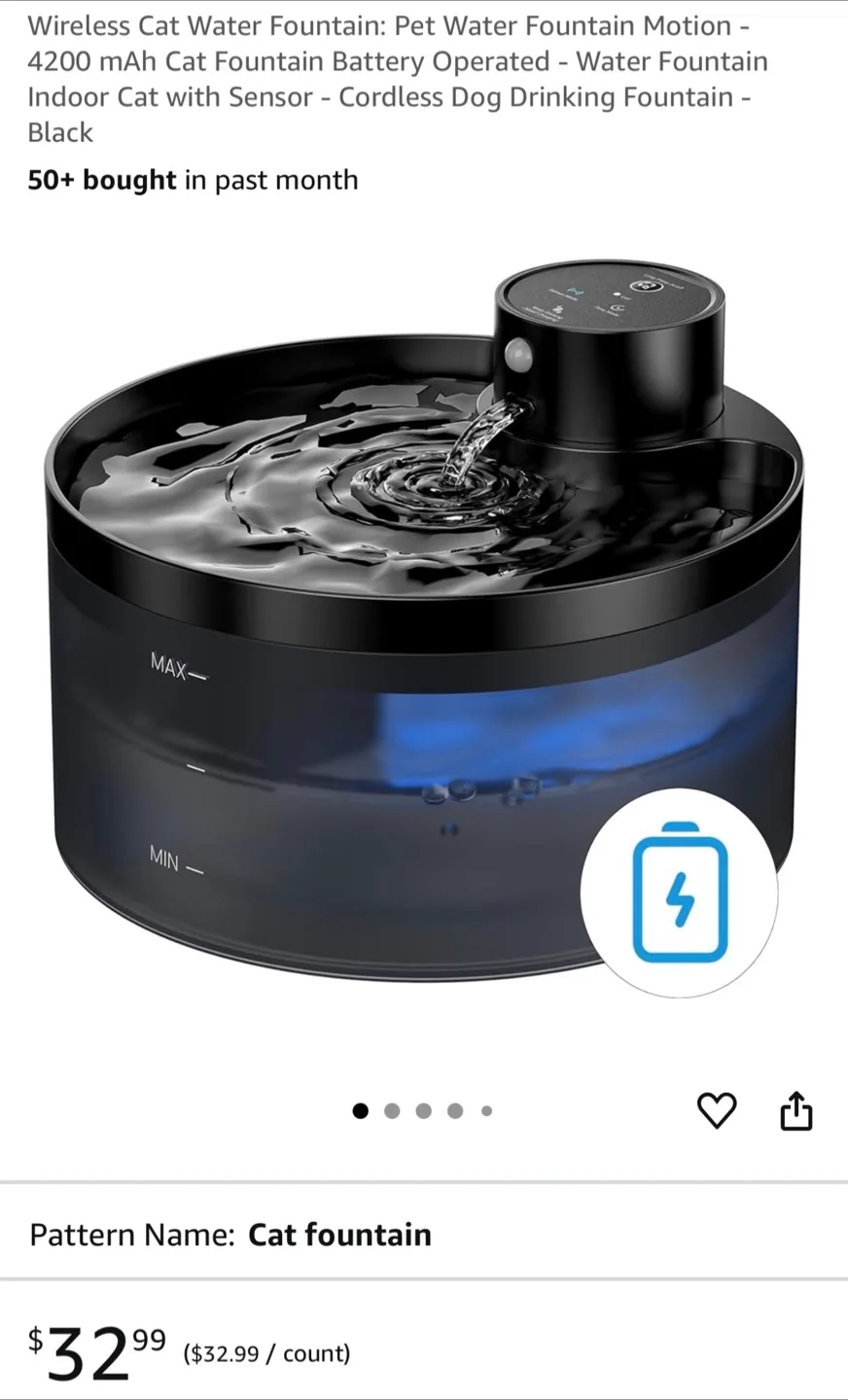Pet Water Fountain - Wireless & Automatic thumbnail