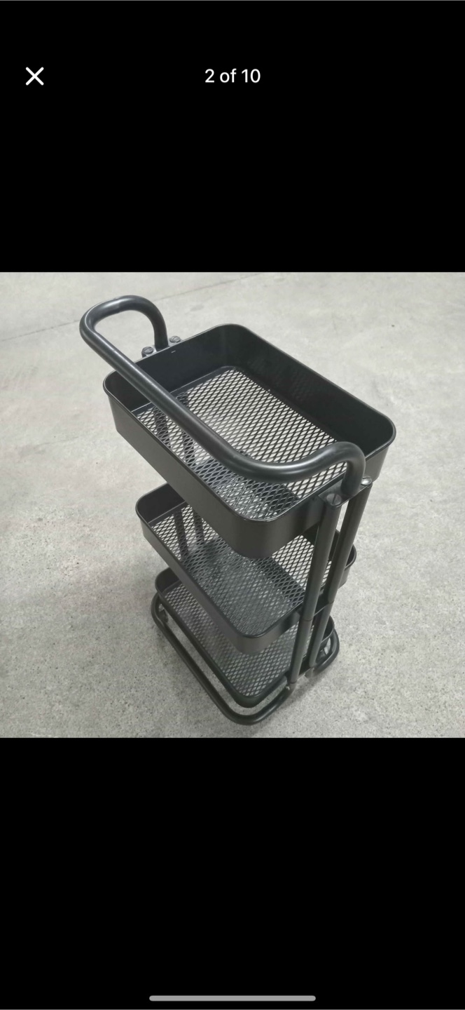 Black Metal Rolling Cart with 3 Shelves - photo 2