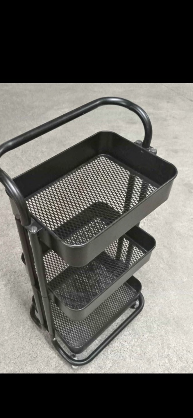Black Metal Rolling Cart with 3 Shelves - photo 3