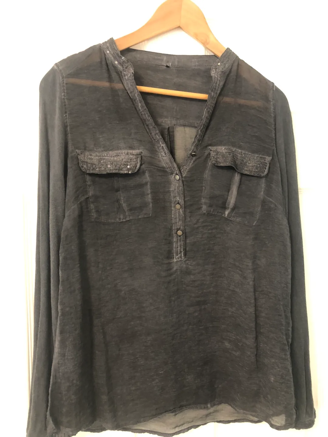 Long Sleeve Blouse, Gray thumbnail