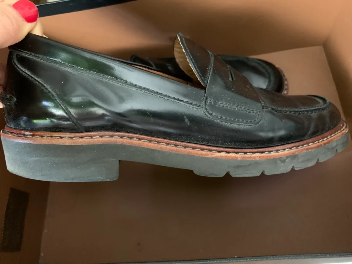 COACH Black Leather Loafers Size 5.5 thumbnail